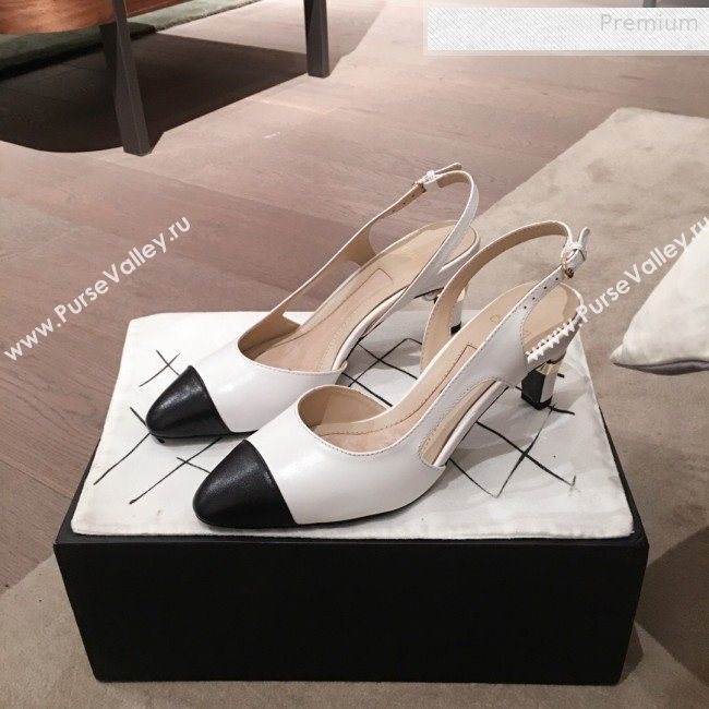 Chanel Lambskin Pearl Heel Slingbacks Pumps G34597 White 2020 (KL-0010306)