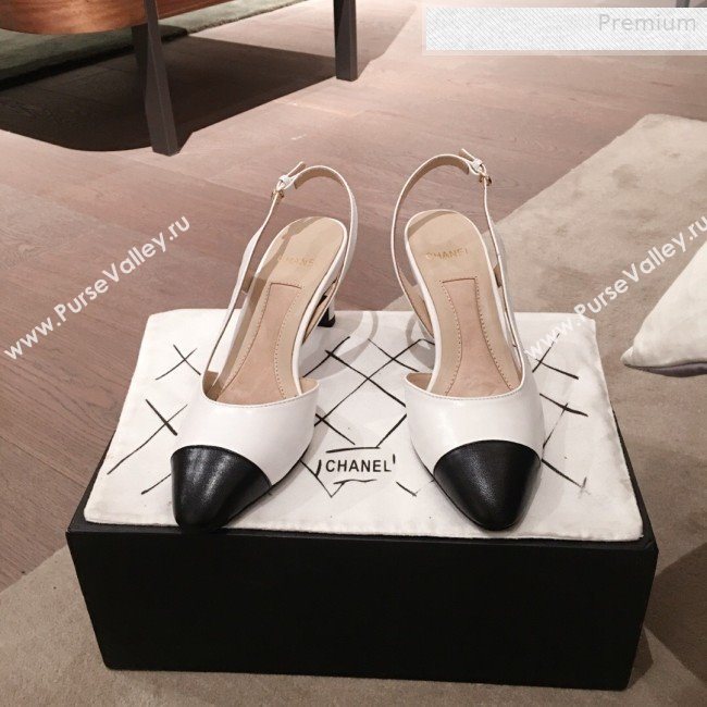 Chanel Lambskin Pearl Heel Slingbacks Pumps G34597 White 2020 (KL-0010306)