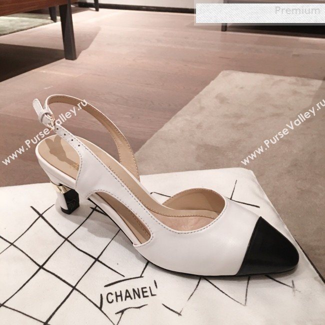 Chanel Lambskin Pearl Heel Slingbacks Pumps G34597 White 2020 (KL-0010306)