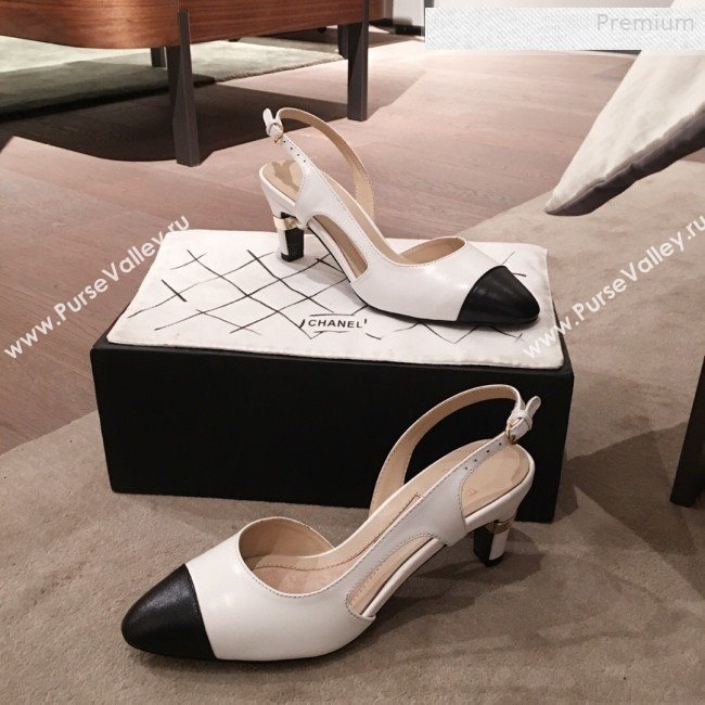 Chanel Lambskin Pearl Heel Slingbacks Pumps G34597 White 2020 (KL-0010306)