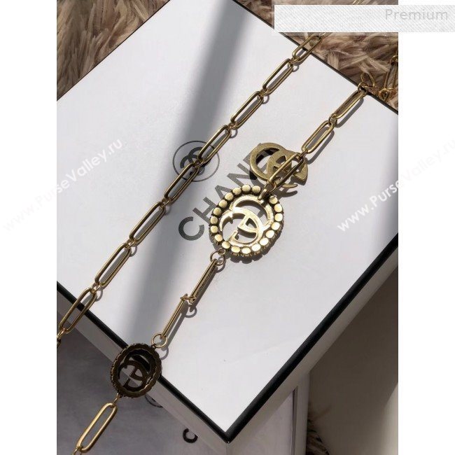 Gucci Crystal GG Chain Belt White/Gold 2019 (CINDY-0010318)