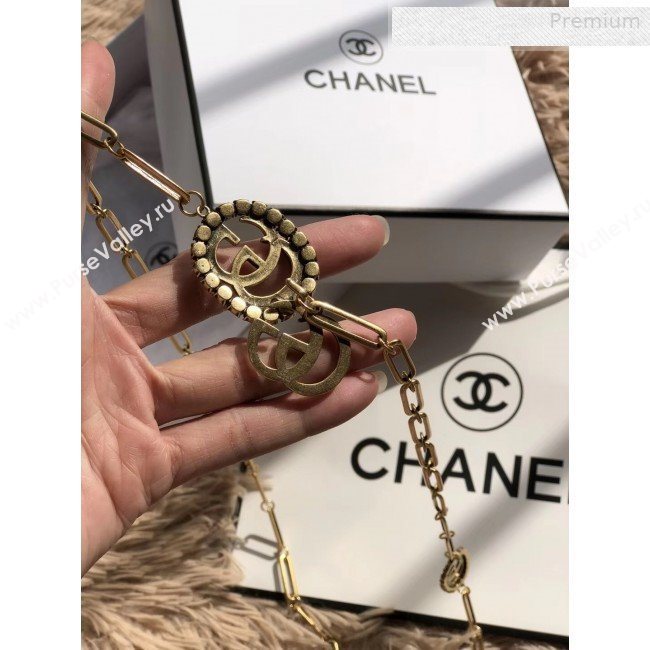 Gucci Crystal GG Chain Belt White/Gold 2019 (CINDY-0010318)