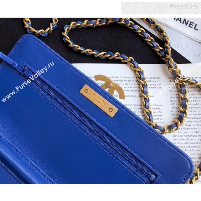 Chanel Quilted Leather Wallet on Chain WOC Blue 2019 (XING-0010323)