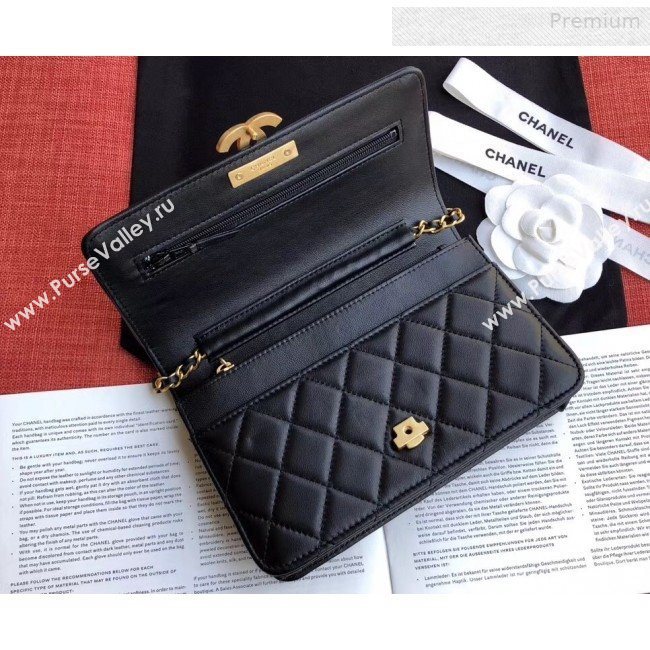 Chanel Quilted Leather Wallet on Chain WOC Black 2019 (XING-0010324)