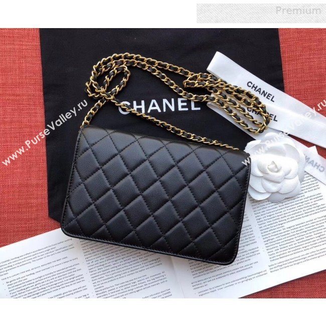 Chanel Quilted Leather Wallet on Chain WOC Black 2019 (XING-0010324)