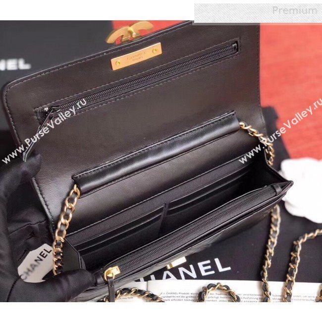 Chanel Quilted Leather Wallet on Chain WOC Black 2019 (XING-0010324)