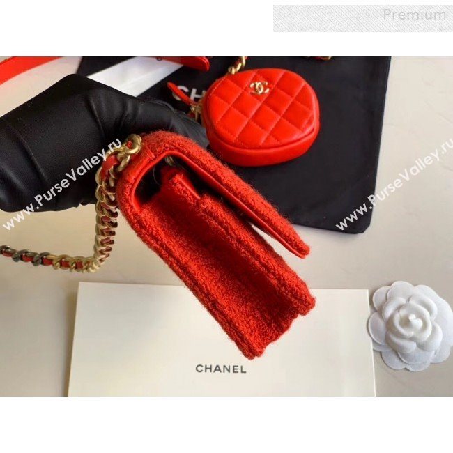 Chanel 19 Tweed Wallet on Chain WOC and Coin Purse AP0985 Red 2019 (XING-0010326)