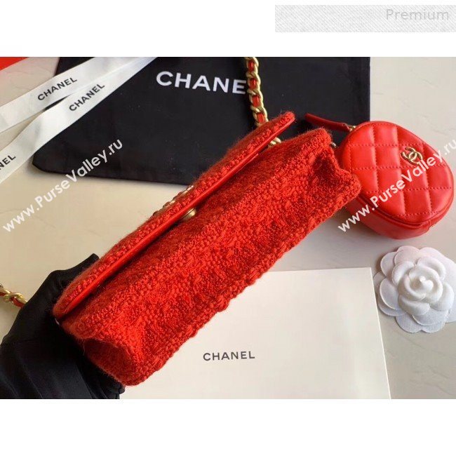 Chanel 19 Tweed Wallet on Chain WOC and Coin Purse AP0985 Red 2019 (XING-0010326)