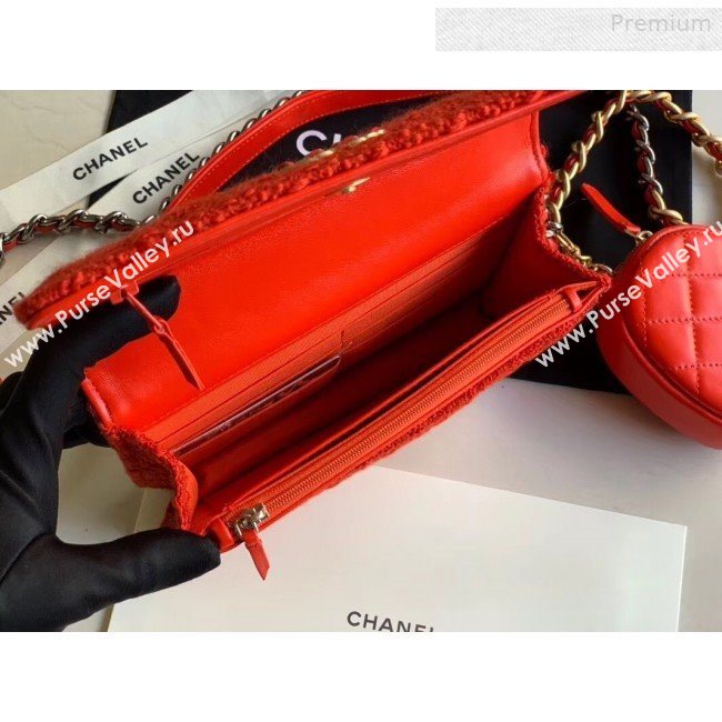 Chanel 19 Tweed Wallet on Chain WOC and Coin Purse AP0985 Red 2019 (XING-0010326)