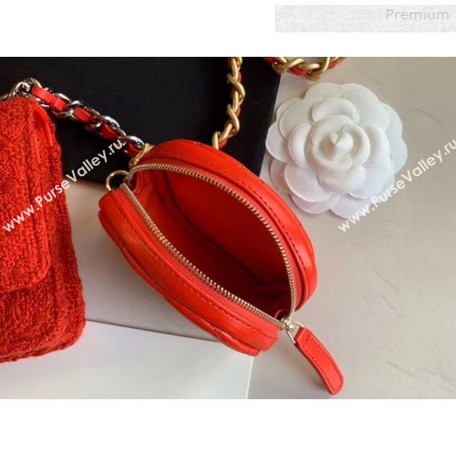 Chanel 19 Tweed Wallet on Chain WOC and Coin Purse AP0985 Red 2019 (XING-0010326)