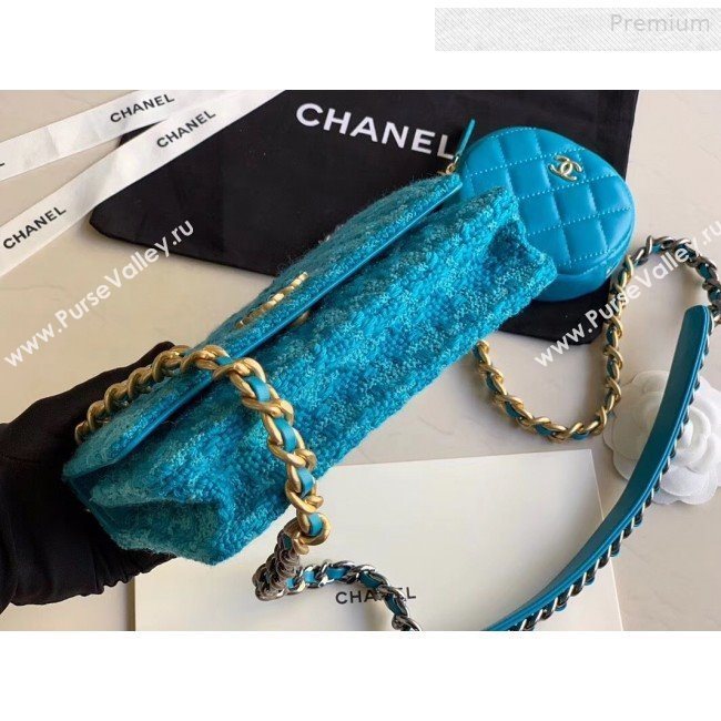 Chanel 19 Tweed Wallet on Chain WOC and Coin Purse AP0985 Blue 2019 (XING-0010325)