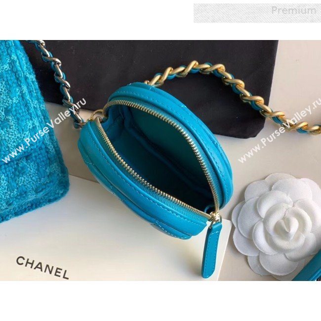 Chanel 19 Tweed Wallet on Chain WOC and Coin Purse AP0985 Blue 2019 (XING-0010325)