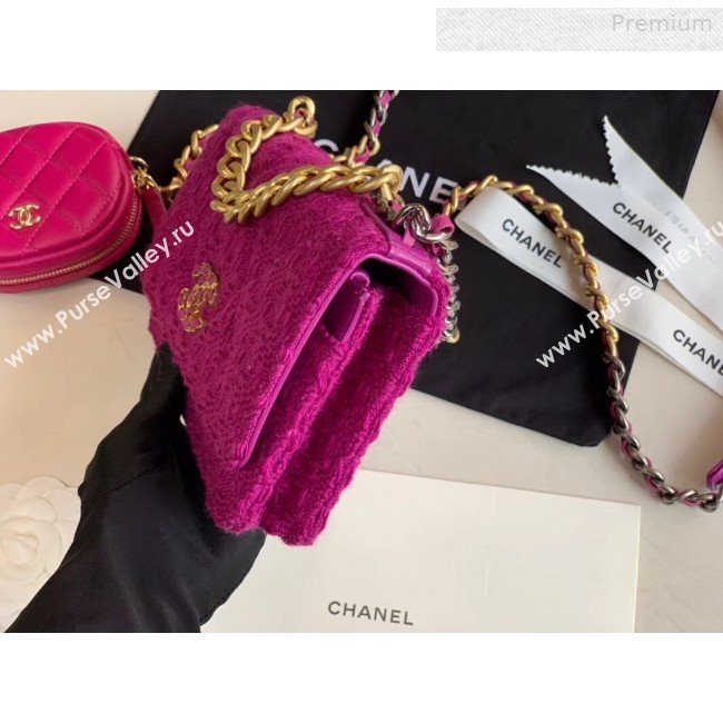 Chanel 19 Tweed Wallet on Chain WOC and Coin Purse AP0985 Purple 2019 (XING-0010327)
