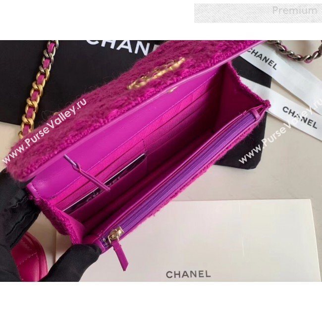 Chanel 19 Tweed Wallet on Chain WOC and Coin Purse AP0985 Purple 2019 (XING-0010327)