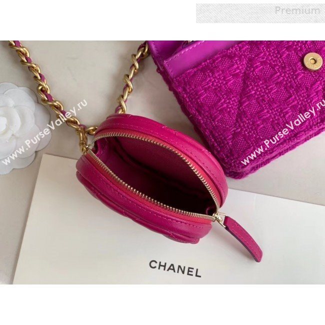 Chanel 19 Tweed Wallet on Chain WOC and Coin Purse AP0985 Purple 2019 (XING-0010327)