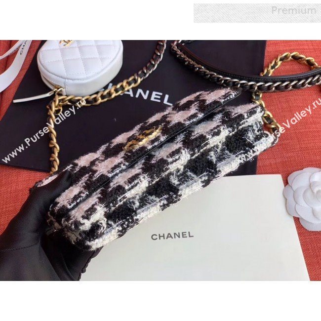 Chanel 19 Houndstooth Tweed Wallet on Chain WOC and Coin Purse AP0985 White/Black 2019 (XING-0010329)