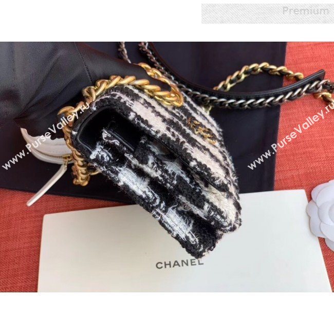 Chanel 19 Houndstooth Tweed Wallet on Chain WOC and Coin Purse AP0985 White/Black 2019 (XING-0010329)