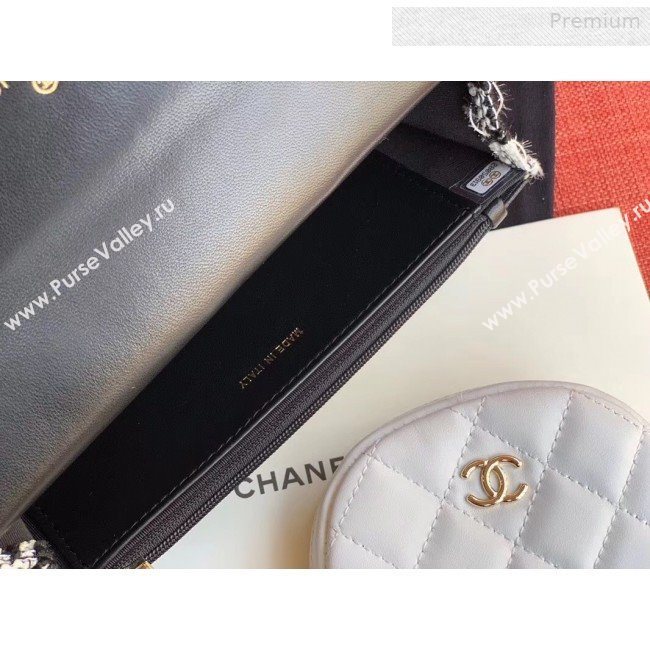 Chanel 19 Houndstooth Tweed Wallet on Chain WOC and Coin Purse AP0985 White/Black 2019 (XING-0010329)