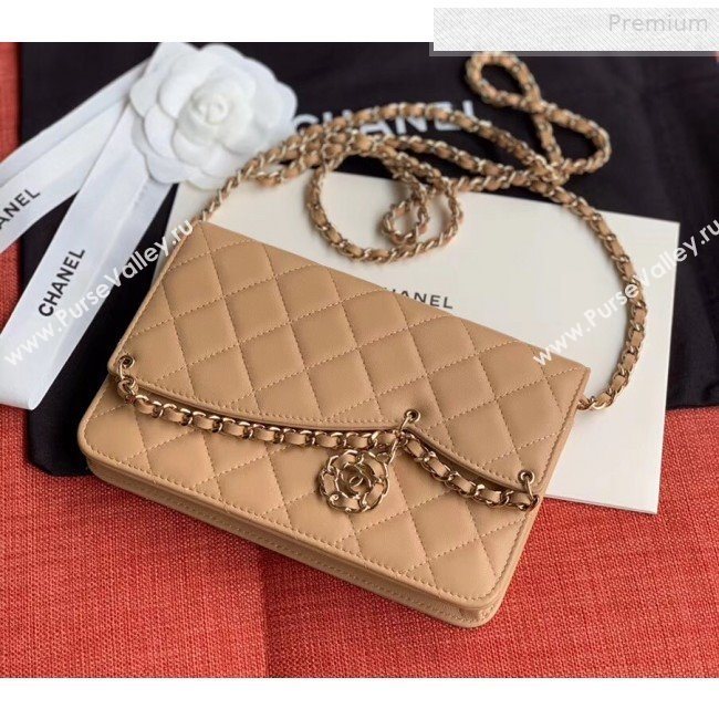 Chanel Quilted Lambskin Tassel Wallet on Chain WOC AP0278 Nude 2019 (XING-0010332)