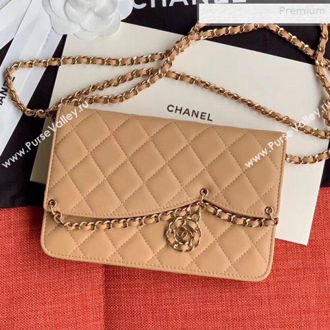 Chanel Quilted Lambskin Tassel Wallet on Chain WOC AP0278 Nude 2019 (XING-0010332)