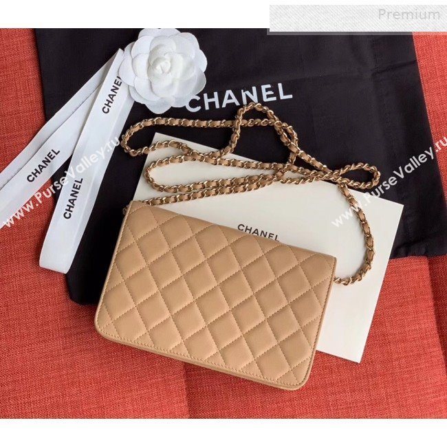Chanel Quilted Lambskin Tassel Wallet on Chain WOC AP0278 Nude 2019 (XING-0010332)