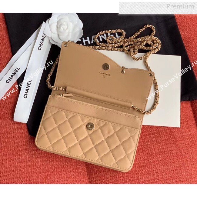 Chanel Quilted Lambskin Tassel Wallet on Chain WOC AP0278 Nude 2019 (XING-0010332)