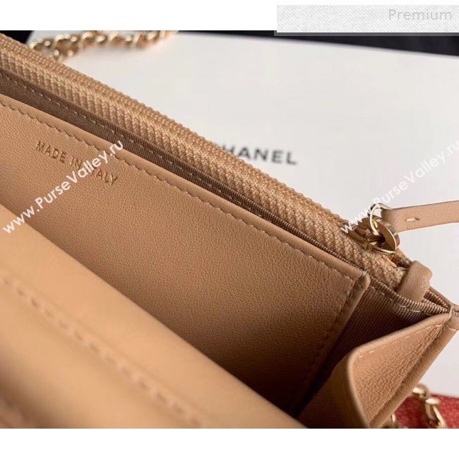 Chanel Quilted Lambskin Tassel Wallet on Chain WOC AP0278 Nude 2019 (XING-0010332)