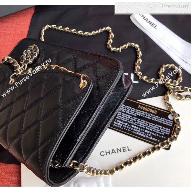 Chanel Quilted Lambskin Tassel Wallet on Chain WOC AP0278 Black 2019 (XING-0010331)