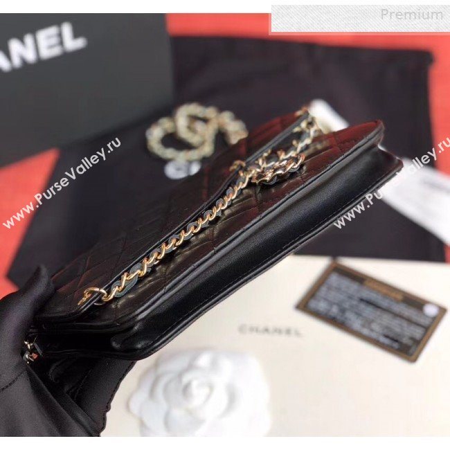 Chanel Quilted Lambskin Tassel Wallet on Chain WOC AP0278 Black 2019 (XING-0010331)