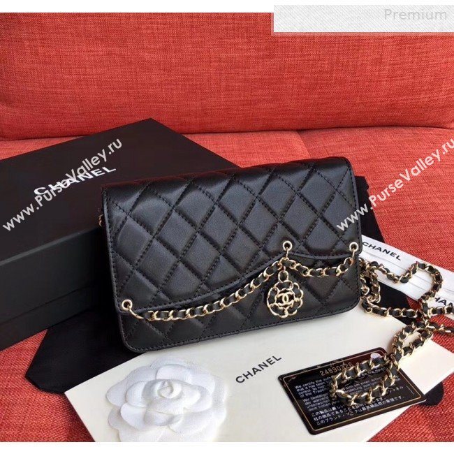 Chanel Quilted Lambskin Tassel Wallet on Chain WOC AP0278 Black 2019 (XING-0010331)