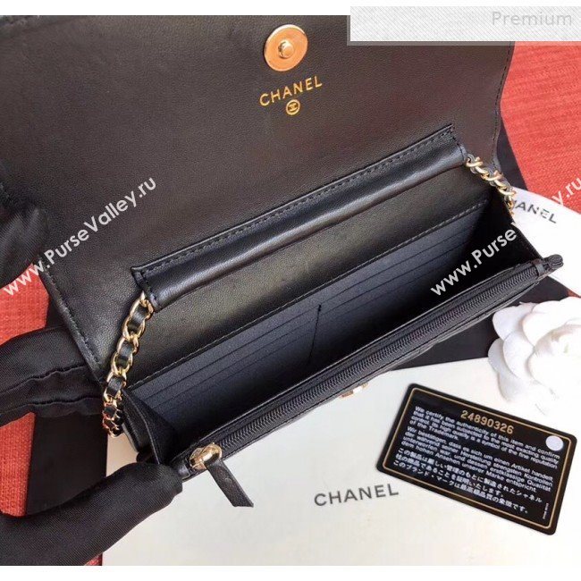 Chanel Quilted Lambskin Tassel Wallet on Chain WOC AP0278 Black 2019 (XING-0010331)