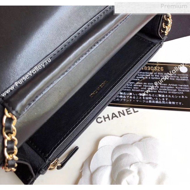 Chanel Quilted Lambskin Tassel Wallet on Chain WOC AP0278 Black 2019 (XING-0010331)