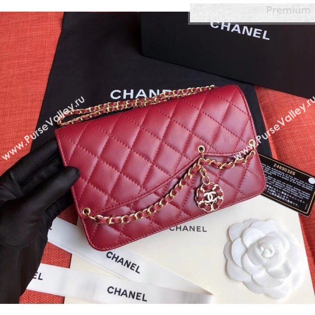 Chanel Quilted Lambskin Tassel Wallet on Chain WOC AP0278 Burgundy 2019 (XING-0010330)