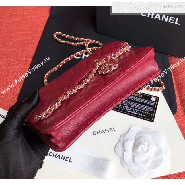 Chanel Quilted Lambskin Tassel Wallet on Chain WOC AP0278 Burgundy 2019 (XING-0010330)