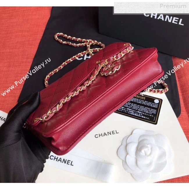 Chanel Quilted Lambskin Tassel Wallet on Chain WOC AP0278 Burgundy 2019 (XING-0010330)