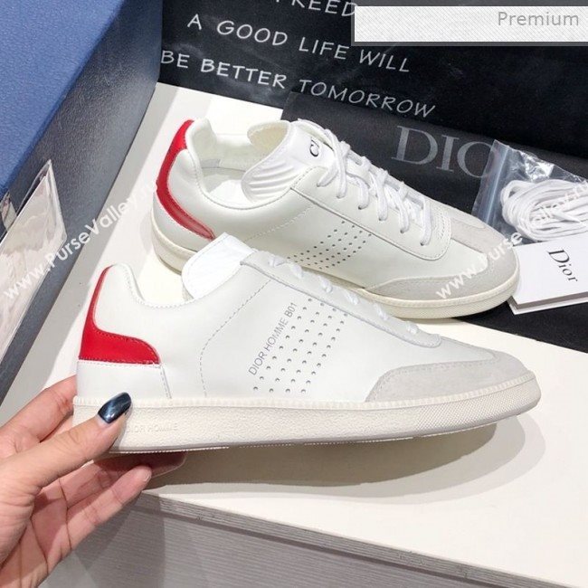 Dior Homme Calfskin Sneakers White/Red 2020 (HZ-0021419)