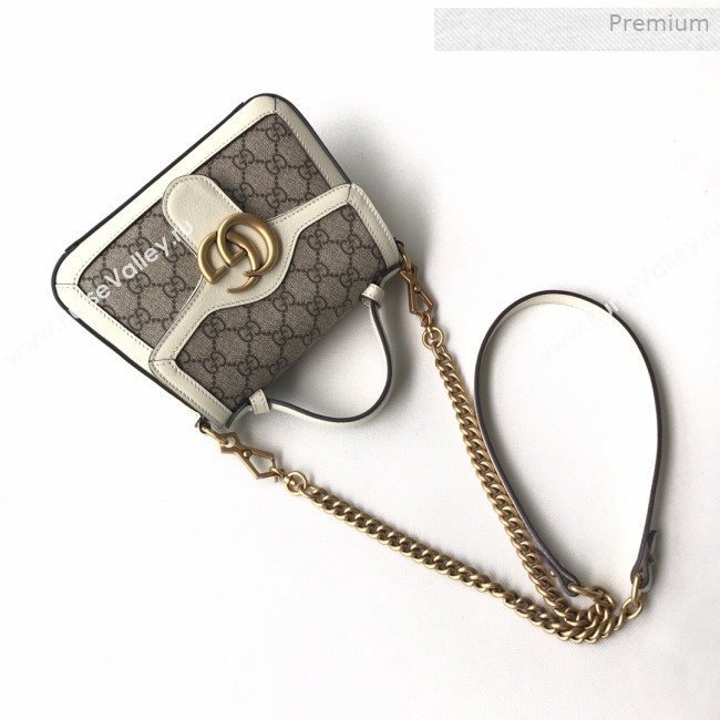 Gucci GG Canvas Mini Top Handle Bag 547260 White Leather 2019 (DLH-0021613)