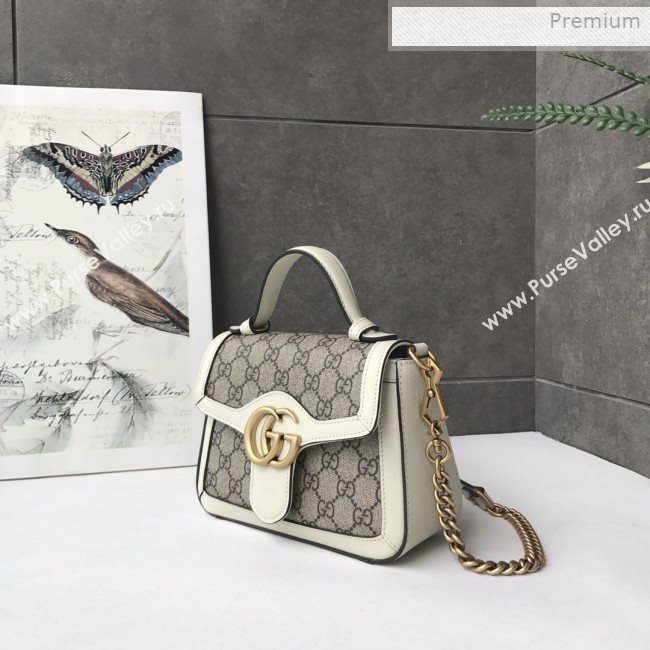 Gucci GG Canvas Mini Top Handle Bag 547260 White Leather 2019 (DLH-0021613)