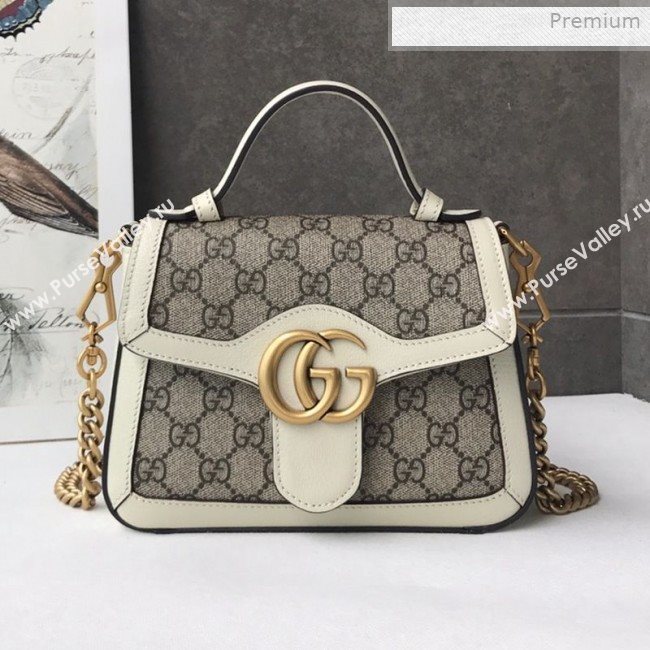 Gucci GG Canvas Mini Top Handle Bag 547260 White Leather 2019 (DLH-0021613)