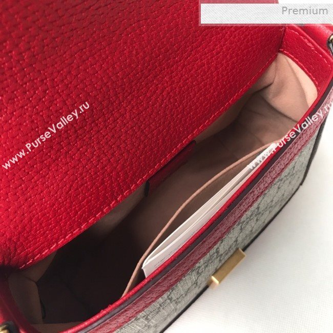 Gucci GG Canvas Mini Top Handle Bag 547260 Red Leather 2019 (DLH-0021614)