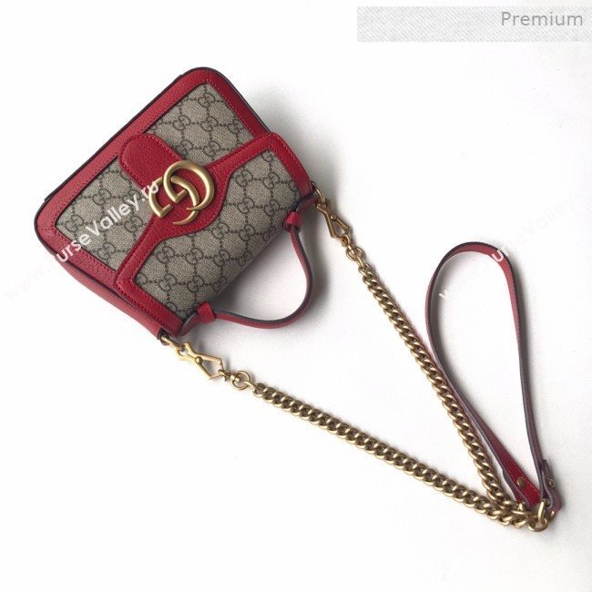 Gucci GG Canvas Mini Top Handle Bag 547260 Red Leather 2019 (DLH-0021614)