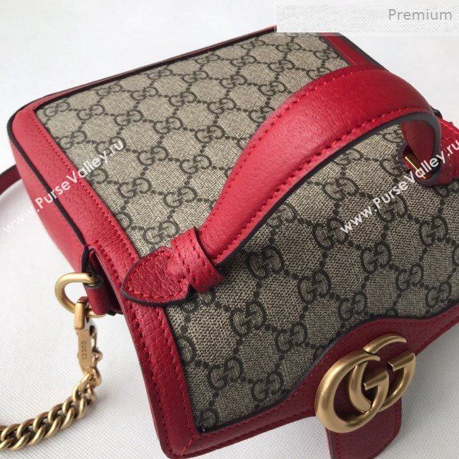 Gucci GG Canvas Mini Top Handle Bag 547260 Red Leather 2019 (DLH-0021614)