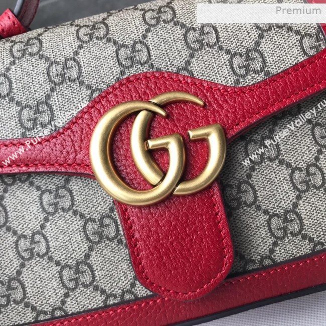 Gucci GG Canvas Mini Top Handle Bag 547260 Red Leather 2019 (DLH-0021614)