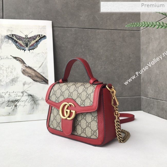 Gucci GG Canvas Mini Top Handle Bag 547260 Red Leather 2019 (DLH-0021614)