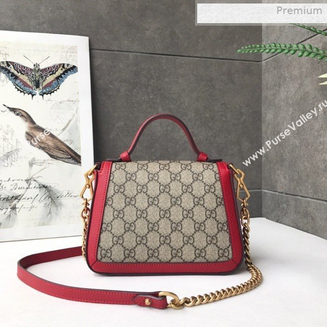 Gucci GG Canvas Mini Top Handle Bag 547260 Red Leather 2019 (DLH-0021614)