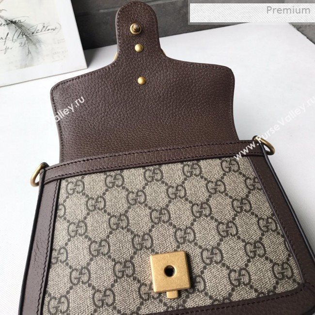 Gucci GG Canvas Mini Top Handle Bag 547260 Brown Leather 2019 (DLH-0021615)