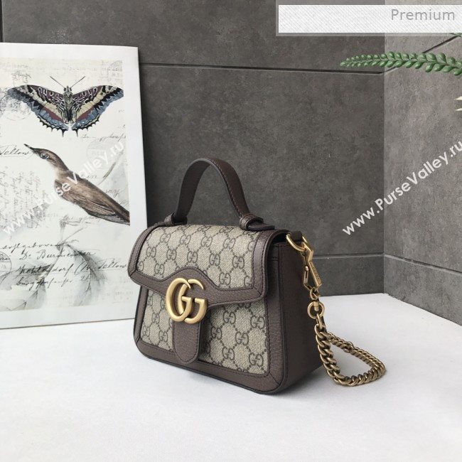 Gucci GG Canvas Mini Top Handle Bag 547260 Brown Leather 2019 (DLH-0021615)