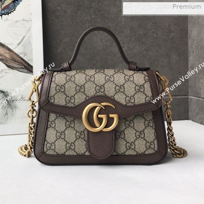 Gucci GG Canvas Mini Top Handle Bag 547260 Brown Leather 2019 (DLH-0021615)