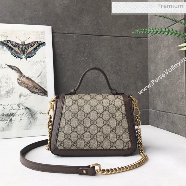 Gucci GG Canvas Mini Top Handle Bag 547260 Brown Leather 2019 (DLH-0021615)