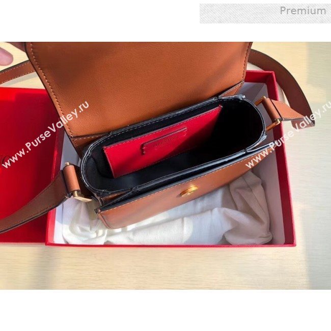 Valentino Supervee Supple Calfskin Maxi-Logo Crossbody Bag 1011S Brown 2020 (JD-0011321)